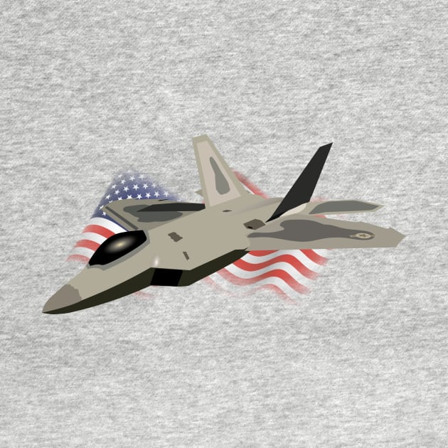 F22 Raptor with the American Flag by NorseTech